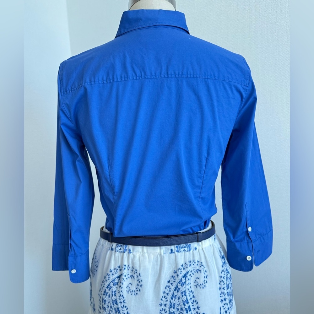 J. Crew Haberdashery cobalt Blue Cotton Blend Shirt, 3/4 sleeves Size S ( 4) - Picture 9 of 14